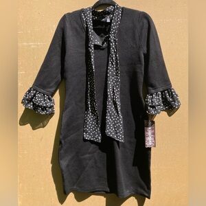 Nina Leonard Black Dress with Polka Dot Accents, New With Tags, size Medium